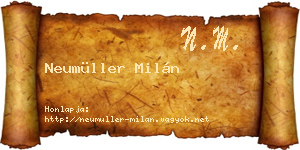 Neumüller Milán névjegykártya